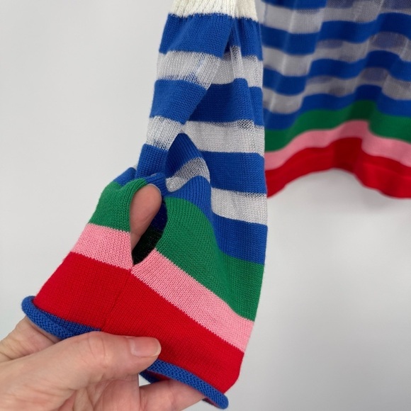 Mira Mikati Striped Cotton Blend Mixed Media Hoodie Sweater Size 40 or US 8 - Picture 13 of 14